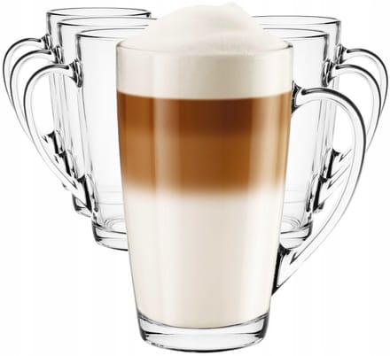 Set van 6 geglazuurde Latte Macchiato - 400ml - Hoge Kwaliteit Glas