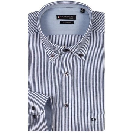 Giordano Overhemd Ivy Button Down Washed Cotton Linnen Stripe Navy / male