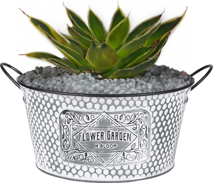 Sunnydays Teil/plantenpot/bloempot - zink - zilver - D25.5 x H12 cm