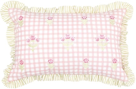 Atmosphera Geborduurd Rozenbloem Sierkussen - 58x10x38cm - Roze