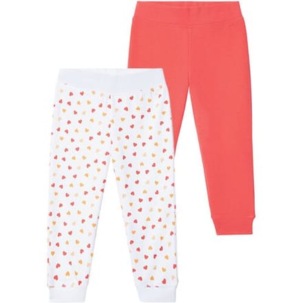 LUPILU Meisjesjoggingbroek, 2 stuks, met hoog katoengehalte (Koraal/wit, 110/116)