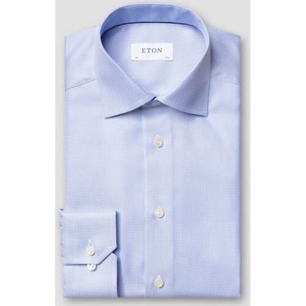Eton Overhemd Semi Solid Rich Textured Twill Organic Cotton Licht Blauw / male