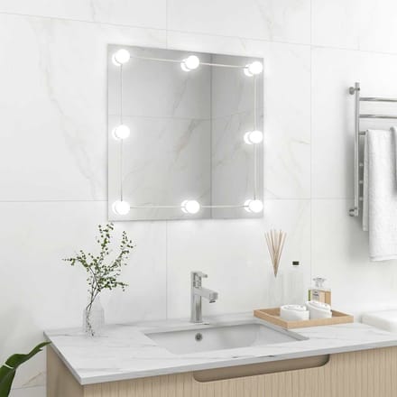 vidaXL - Wandspiegel - met - LED-lampen - vierkant - glas