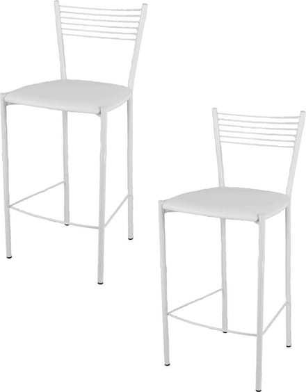 Tommychairs Elegance - Eetkamerstoelen - Set van 2 - Wit - Kunstleer & Metaal