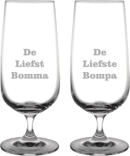 Bierglas op voet gegraveerd - 41cl - De Liefste Bomma-De Liefste Bompa