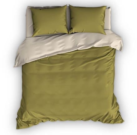 Satin d'Or Reverso Dekbedovertrek - Extra breed - 260x200/220 cm - Olijfgroen/Beige