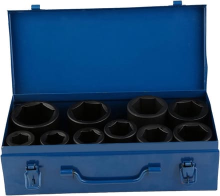 10-delige dopsleutelset voor zeskant moeren 22-50 mm met impact sockets