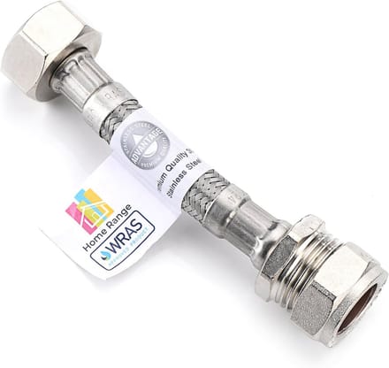 WRAS Goedgekeurde Monobloc Kraan Aansluiting - Flexibele RVS Waterslang 15mm x 1/2" BSP