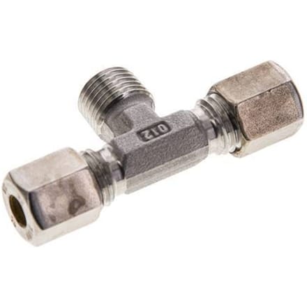 6L & R1/4'' RVS T-stuk Knelfitting Buitendraad 315bar ISO 8434-1