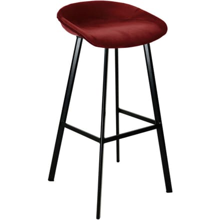 KICK® FINN Barkruk Rood – Zithoogte 80 cm – Velvet – Stalen Frame
