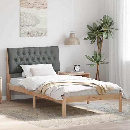 vidaXL - Bedframe - met - Gevoerde - Hoofdbord - Bruin - 100 - x - 200 - cm