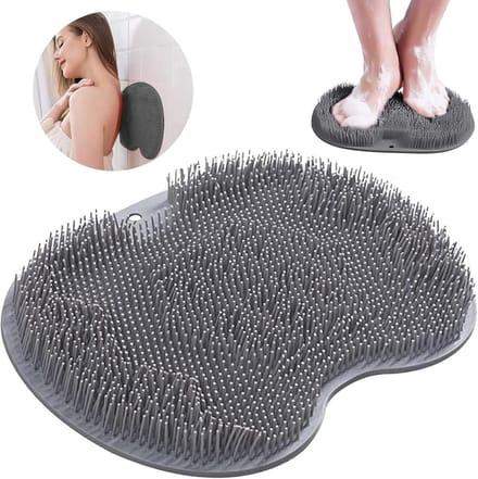 Douche Mat - Voet Borstel - Voeten Reinigen - Met Zuignappen - 30x23cm - Grijs
