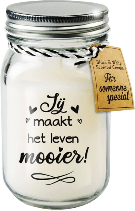 Black & White geurkaars - Jij maakt het leven mooier