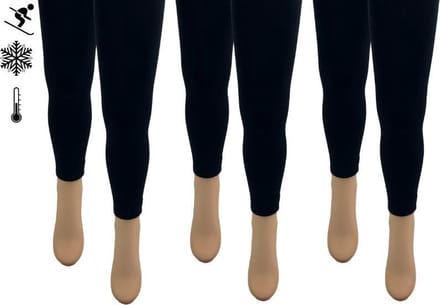 3 stuks - Thermolegging Kinderen - Fleecevoering - Winterlegging - Jongens en Meisjes - Zwart - Maat 122-128
