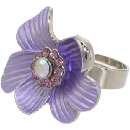 Behave – ring – Lila – Zilverkleur – Bloemdesign stijl
