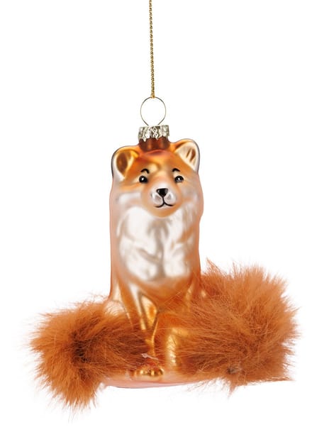 Kerstbal Vos Hoogte 9 cm Glas