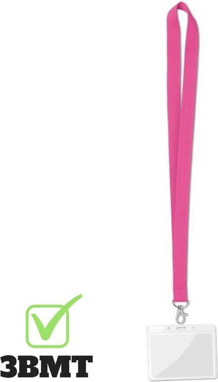 3BMT Keycord met Badgehouder - Pashouder met Lanyard - Roze