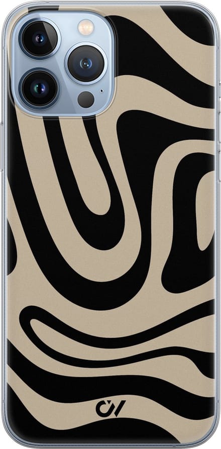 Hoesje geschikt voor Apple iPhone 13 Pro Max - Abstract Black Waves - - Zwart - Apple - Casevibes