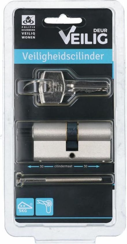 VEILIG - Veiligheid Profielcilinder - 30x30mm - 3 cilindersleutels - SKG2