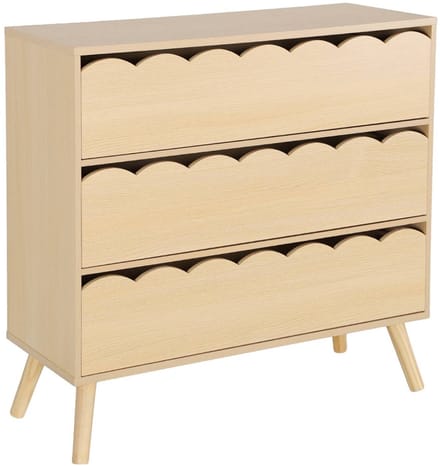 sweeek - Kinderladekast houtdecor 3 lades, poten van grenenhout - azur