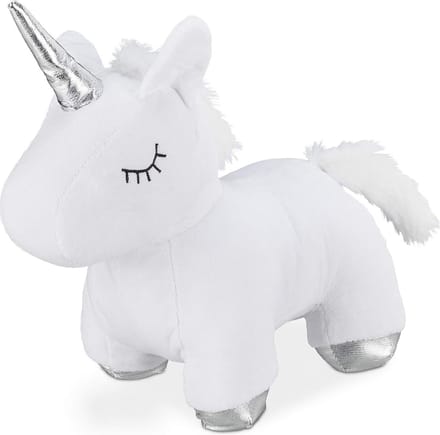 Deurstopper eenhoorn - zachte deurbuffer - kinderkamer - 25 cm hoog - wit