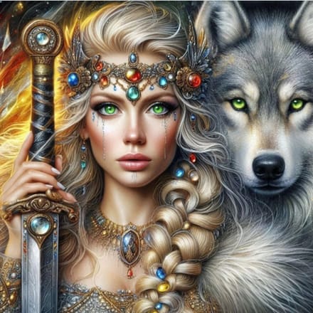 Diamond painting – wolf krijger – 50x40 cm