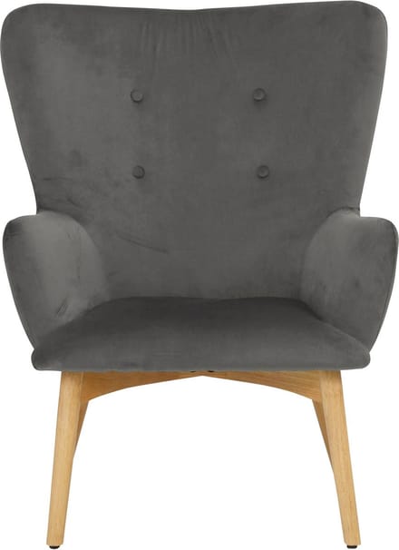 New York-Fauteuil met kruk in grijs fluweel