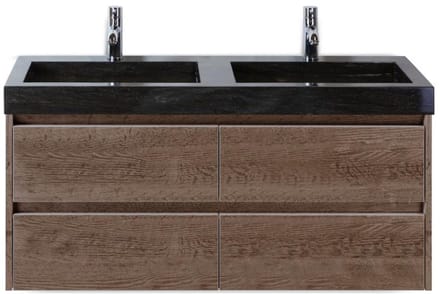 Dante Badmeubelset 120 cm - Tabacco - Wastafel Hardsteen Wit Lucca Dubbel