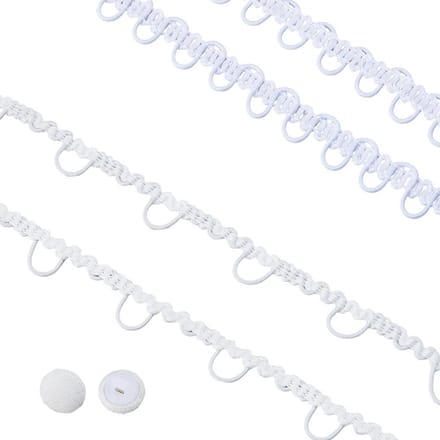 Elastische lussen en knopen voor handwerk, kostuums en bruiloftsdecoratie - 20 yards met 10 plastic knopen