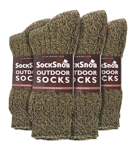 Sock Snob - 12 paar wollen laarzensokken voor heren - Bruin