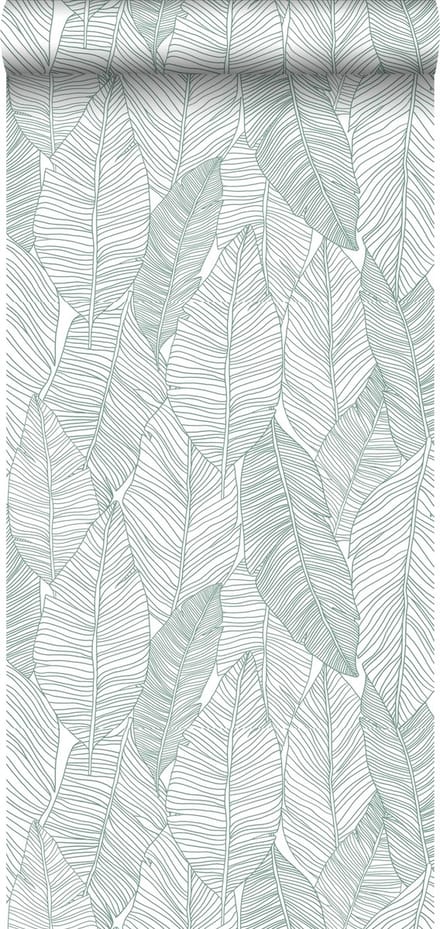 ESTAhome behang getekende bladeren groen - 53 cm x 10.05 m - 139010