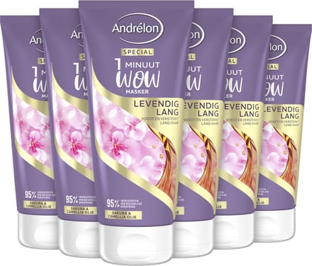 Andrelon Special Levendig Lang 1 minuut WOW masker - 6 x 180ml - Voordeelverpakking