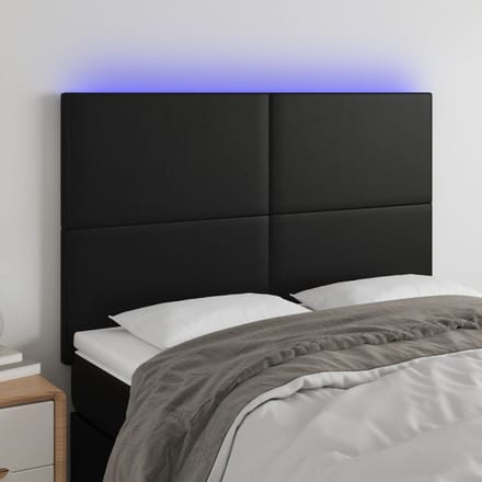 vidaXL - Hoofdbord - LED - 144x5x118/128 - cm - kunstleer - zwart