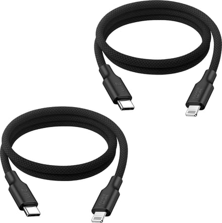 2x laadkabel geschikt voor iPhone 14, 13, 12, 11, x - Usb C naar Lightning kabel - 2 meter - Stevig - Zwart