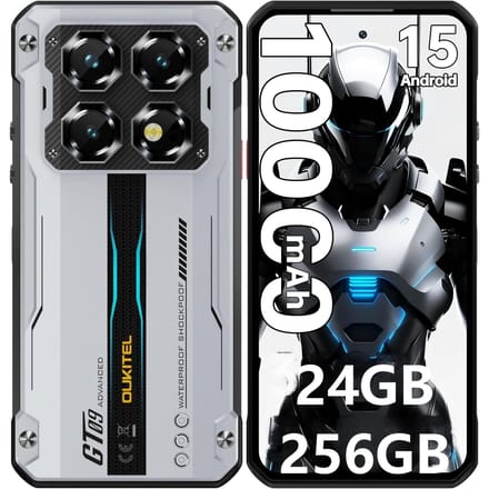 OUKITEL WP60 5G Mobiele Telefoon 24GB+256GB 10000mAh 7,2  Scherm 108MP Android 15 zilver