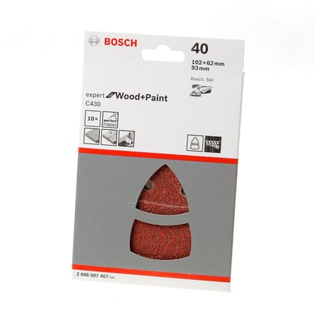 Bosch - 10-delige schuurbladset 102 x 62, 93 mm, 40