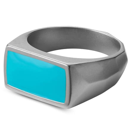 Jax Turquoise & Stalen Zegelring