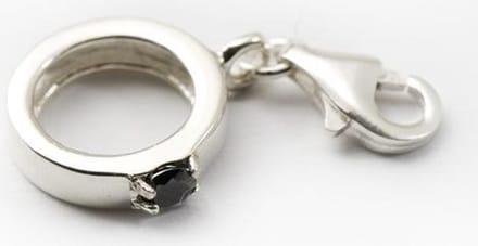 Zilveren Kristalgeslepen ring zwart armband bedel
