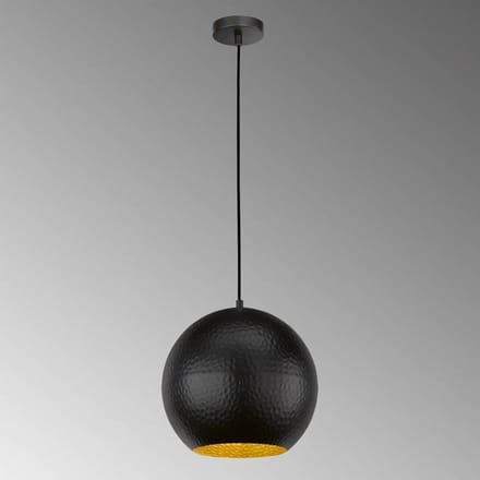 FISCHER & HONSEL Hanglamp Mylon, zwart/goud, bolvormig