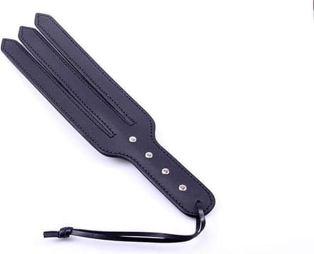 Lederen BDSM Paddle met 3 Banen - Zwart