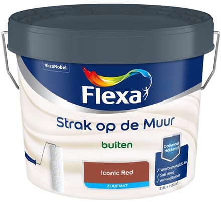Flexa - Strak Op De Muur Buiten Zijdemat - Iconic Red - Mengverf - 2,5 L