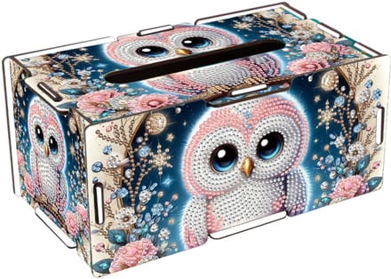 Tissuebox - 06 - Tissuedoos - Uil - diamond painting - compleet pakket - Diamond painting by Wietske