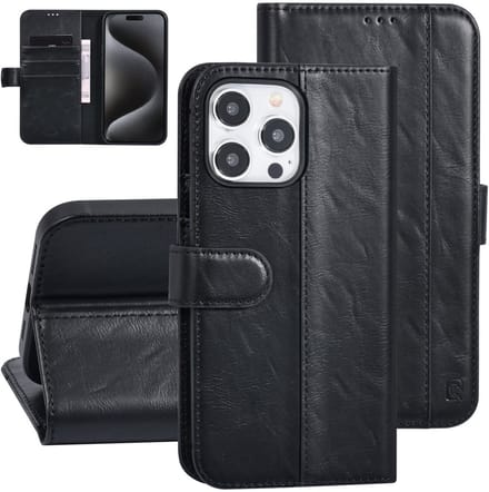 UNIQ Accessory Back Cover - iPhone 15 Pro Max - Zwart - 360° Bescherming - Kaartsleuven
