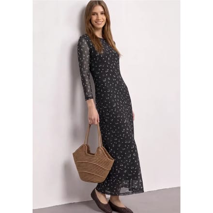 Midijurk van mesh met bloemenpatroon