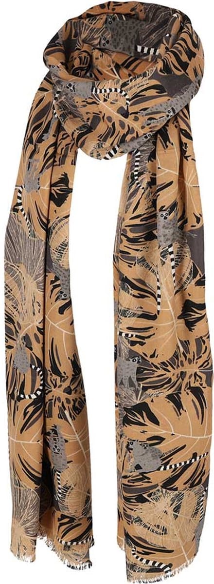 Sarlini Langwerpige Sjaal Multi Print Sand