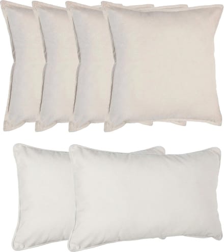 Atmosphera Bank/sierkussens Sophia - set 6x - Ivoor wit - polyester - met rits - In 2 formaten