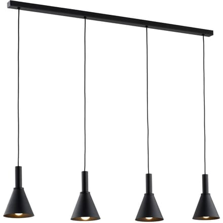 Argon Hanglamp Norte, zwart, staal, lengte 114 cm, 4-lamps