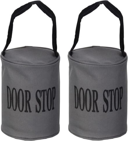 Esschert Design Canvas deurstopper grijs - 2x stuks - met handvat - 16 x 12.5 cm - 2.4 kg