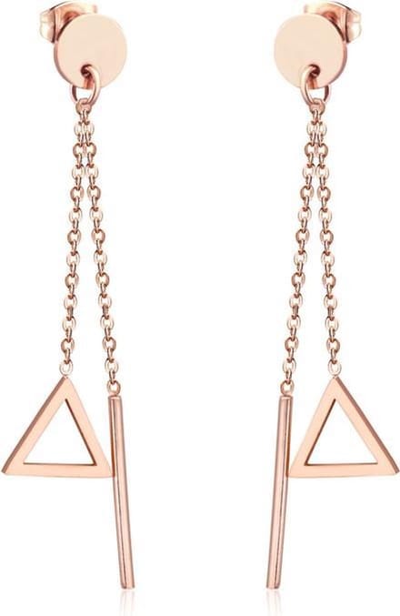 Cilla Jewels Dames oorhangers Edelstaal Staaf Driehoek Rose