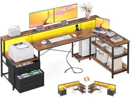 Geformeerd Bureau 75" met Filesysteem - Vintage Stijl